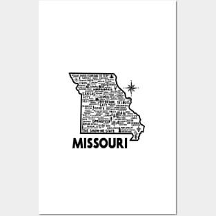 Missouri Map Posters and Art